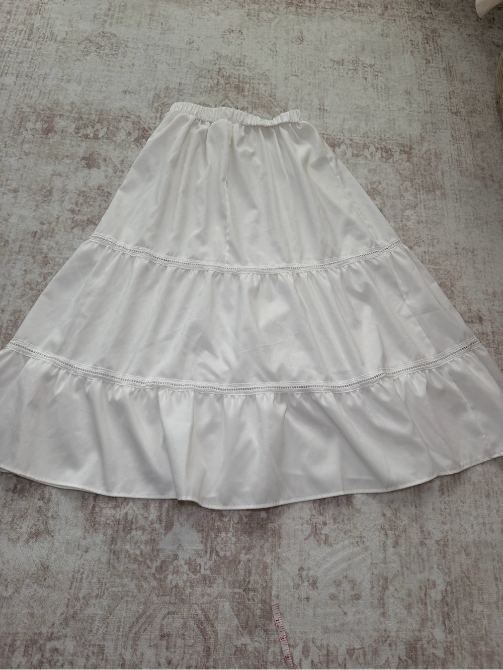 White Trim Tiered Maxi Skirt Size M/L - Picture 5 of 7
